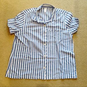 GapBody Blue and White Pinstriped Pajama Top